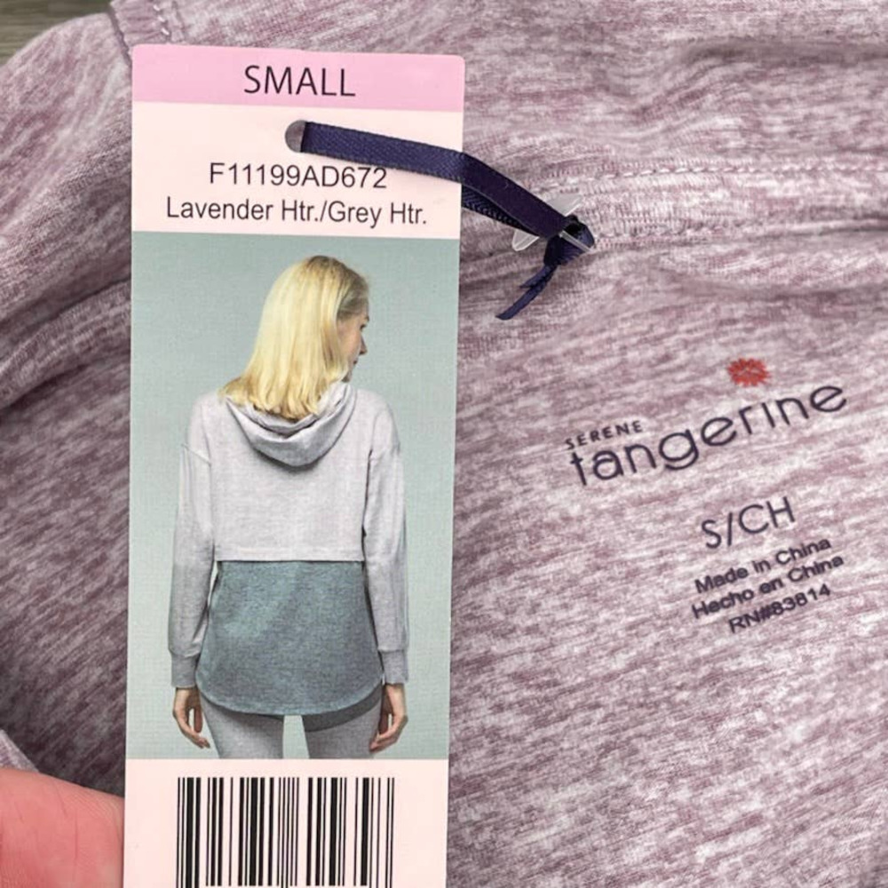 NWT - TANGERINE Soft Pullover Hoodie Colorblock Sweatshirt Purple Gray - Small - Picture 5 of 9